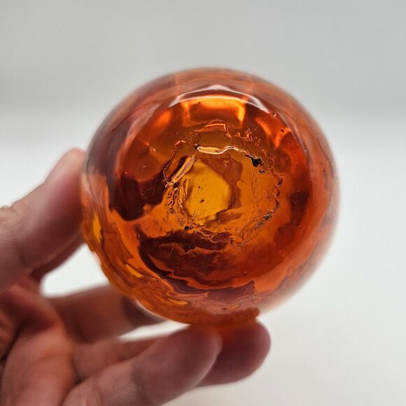 Pilgrim Glass Bud Vase Honey Amber Hand Blown Art Glass Ruffle Rim Vintage - Picture 7 of 10